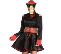 Costume de zombies chinois pour femmes, robe zombie de dynastie vintage avec chapeau et ceinture pour Halloween (XL)