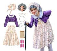 Costume d'école de 11 pièces de 100 jours pour enfant, pour cosplay, vieille femme - Costume pour fille - Halloween - Cosplay Dress Up - Vieille femme