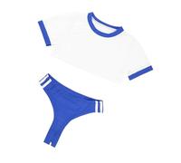 Costume d'écolière pour femmes - Ensemble lingerie d'anime avec haut et string - Ensemble de lingerie 2 pièces, bleu, taille unique