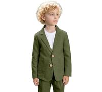 Costume décontracté 2 pièces en lin pour garçon - Pour l'été, la plage, le mariage - Smoking - Pour garçon - 2 à 18 ans, Dark Sage, 4 ans