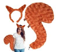 Costume d'écureuil animal - Tissu peluche 40 à 45 cm - Ensemble de costume d'écureuil d'Halloween avec oreilles et queue - Ensemble bandeau et queue d'écureuil pour et adultes - Jeu de rôle