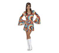 Costume - Déguisement courbes multicolores années 70 femme - Polyester - Inclus: robe et ruban - Taille M L