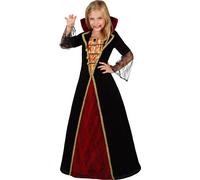 Costume d'enfant de princesse vampire d'Halloween noir-rouge-or