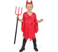 Costume d'enfant d'halloween rouge, petit diable effronté