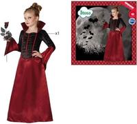 Costume d'enfant élégant de vampire d'Halloween noir-rouge