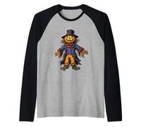Costume d'épouvantail en Forme de tête de Citrouille pour Halloween Manche Raglan