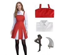 Costume d'Eri MHA pour cosplay, Midoriya Friend Eri Cos, robe d'uniforme scolaire BNHA pour Halloween et Comic-Con (rouge, taille 2XL)