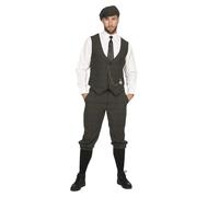 Costume des années 20 Knickerbocker pour homme - Gilet noir olive - Casquette plate - The Roaring Twenties 20's, Olive/noir., 54