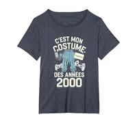Costume des Années 2000 Vintage Tee Homme Femme Original Fan T-Shirt, Femme Grandes Tailles, Bleu Chiné, 3X