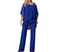 Costume deux pièces ample en polyester et élasthanne pour femme (bleu roi