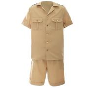 Costume d'explorateur pour adultes - Tenue de safari kaki - Chemise boutonnée à manches courtes et short élastique - Parfait pour les fêtes sur le thème de la jungle, déguisement unisexe de gardien de