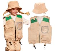 Costume d'explorateur pour - Aventure de safari, jeu de rôle, ensemble de déguisement d'extérieur | Ensemble gilet cargo et chapeau, tenue amusante pour le camping, la pêche, le trekking, la