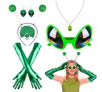 Costume d'extraterrestre amusant pour Halloween avec gants et bandeau | Bandeau pour cheveux pour festival, fête, bal masqué, carnaval, scène