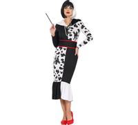 costume d'Halloween 50s Vilaine Noir Blanc Accessoire Rouge, Taille : 36 - 38 (S) Couleur : Blanc / Noir