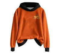 Costume d'Halloween à capuche pour femme avec capuche - Costume d'Halloween à manches longues - Tenues à capuche - Essentiel Y2K - Col rond - Lanternes d'Halloween - Os 2025, Orange, L