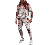 Costume D'Halloween Adulte Sanglant Sweat A Capuche Imprimé éClaboussures De Sang ProblèMe Sanglante RéSolu Bloody Horreur Blood Pullover Manche Longue Grande Taille Casual Classique Hoodie