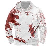 Costume d'halloween Adulte Sanglant Sweat a Capuche Imprimé éClaboussures De Sang ProblèMe Sanglante RéSolu Bloody Horreur Blood Pullover Manche Longue Grande Taille Casual Classique Hoodie