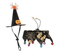 Costume d'Halloween amusant pour chat avec collier réglable et chapeau de sorcière durable et mignon pour chats et chiens pour Halloween, fêtes costumées, événements