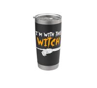 Costume d'Halloween amusant pour couple I'm with the witch Gobelet isotherme en acier inoxydable double paroi