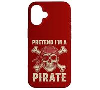 Costume d'halloween avec tête de Mort et os croisés « Pretend I'm a Pirate » Coque pour iPhone 16