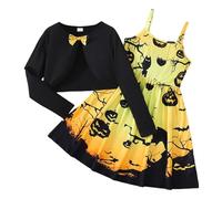 Costume d'halloween Bébé Garçon 2 Pièces Deguisement Halloween Citrouille Ensemble de Pijama Araignée Haut Pantalon Chauve- Souris pour Habillage Fête