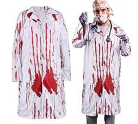 Costume d'halloween Blouse Médicale avec Sang Costume Zombie Déguisement Docteur Chirurgien Sanglant pour Halloween, Carnaval,Party au Thème, Cosplay