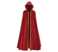 Costume d'Halloween - Cape à capuche unisexe - Costume de magicien - Cape noire et rouge - Cape de vampire - Veste de renaissance - Robe gothique - Cosplay - Tenue médiévale pour Halloween - Fête à
