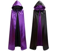 Costume d'Halloween - Cape à capuche unisexe - Double face - Robe de sorcier - Manteau Renaissance - Cape gothique - Uniforme médiéval - Pour adultes - Fête d'Halloween - Carnaval