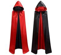 Costume d'Halloween - Cape à capuche unisexe - Double face - Robe de sorcier - Manteau Renaissance - Cape gothique - Uniforme médiéval - Pour adultes - Fête d'Halloween - Carnaval