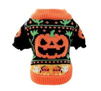 Costume d'Halloween chaud pour chien et chaton - Pull à 2 pattes - Col extensible - Anti-boulochage - Vêtements en tricot pour animaux de compagnie, festival, rassemblement, Halloween