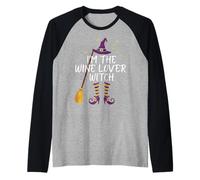 Costume d'halloween de Sommelier Amusant avec Inscription « I'm The Wine Lover Witch » Manche Raglan