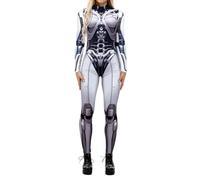 Costume d'Halloween décontracté à imprimé numérique pour femme - Combinaison moulante à manches longues - Costume d'Halloween pour femme (2)