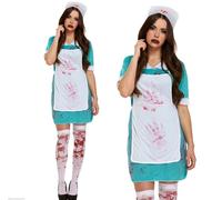Costume D'Halloween D'Infirmière Zombie Sanglante Et Effrayante Pour Adultes