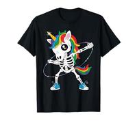 Costume d'halloween Effrayant pour Les Amoureux de la Licorne Squelette drôle pour Filles T-Shirt
