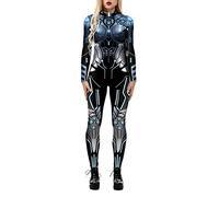 Costume d'halloween Femme CrâNe Cosplay Body Combinaison Robot d'halloween Mascarade avec Fermeture éClair Collants - Casual Mode Jumpsuit