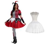 Costume d'halloween Femmes Adulte Drôle Cirque Clown Costumes Horreur Fantômes Cosplay Carnaval Miel Joker Robe de soirée,Package 2,M