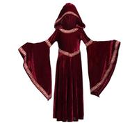 Costume d'Halloween Femmes, femmes médiévales Red Riding Hood Cap Retro Court Vampire Witch Costume pour Halloween Party M