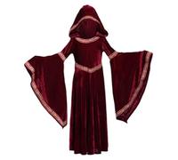 Costume d'Halloween Femmes, femmes médiévales Red Riding Hood Cap Retro Court Vampire Witch Costume pour Halloween Party L