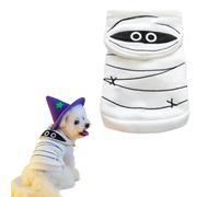 Costume d'Halloween momie pour animal de compagnie - Chemise blanche avec bandages noirs - Convient aux chats et chiens de XS à XL (L)