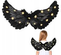 Costume d'Halloween noir lumineux ailes d'ange