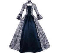 Costume d'Halloween Palais Renaissance Long Moyen Âge Reine Victorienne Gothique De Style Victorien Robe de Bal Longue Vintage Élégante Robe de Princesse Costume Corset pour Halloween, De la marine