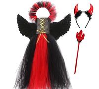 Costume d'Halloween Per - Ragazza Fuoco Incantato, Fascia Amulettes Testa | Vestito Mascheramento Infernale Per Ricorrenza Con Accessorio Mostruoso Figurina Creatura Malefica Indumento Horreur Cappa