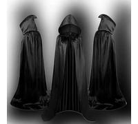Costume d'Halloween pour adulte, cape de dieu de la mort avec chapeau, cape de vampire, robe de sorcier pour les soirées masquées et les spectacles noir