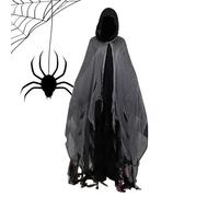 Costume d'Halloween pour adulte - Cape fantôme effrayante avec capuche - Cape de sorcière respirante - Spooky Haunted House Dress Up - Pour fête d'Halloween, homme et femme - Costume de cosplay