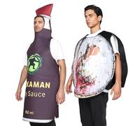 Costume d'Halloween pour adulte, déguisement de sauce soja, ensemble amusant de costume pour les fêtes de Noël, les fêtes de famille, les festivités