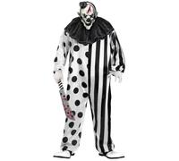 Costume D'Halloween Pour Adultes Clown Tueur Noir Et Blanc