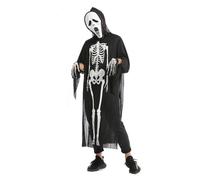 Costume d'Halloween pour Adultes, Costume de Squelette pour Halloween, Comprenant un Masque de Squelette, des Gants Effrayants et une Combinaison, Idéal pour les Fêtes de Carnaval et d'Halloween.