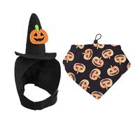 Costume d'Halloween pour animal de compagnie, bandana et chapeau, écharpe réglable avec motifs chauve-souris et citrouille, vêtements d'Halloween pour chiens et chats de petite, moyenne et grande