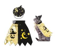 Costume d'Halloween pour animaux de compagnie, cape scintillante pour chat, chiot, collier de sorcière, vêtements pour chats et petits chiens