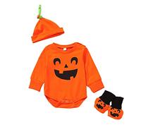 Costume d'Halloween pour bébé citrouille, costume de carnaval pour enfants garçons et filles, à manches longues, imprimé citrouille, costume de fête fête Mon premier Halloween 1 an